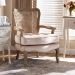 Baxton Studio Vallea Traditional French Provincial Light Beige Velvet Fabric Upholstered White-Washed Oak Wood Armchair - TSF7764-Light Beige-CC
