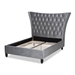 Baxton Studio Viola Glam and Luxe Grey Velvet Fabric Upholstered and Button Tufted Queen Size Platform Bed with Tall Wingback Headboard - CF9015-Silver Grey-Queen