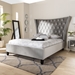 Baxton Studio Viola Glam and Luxe Grey Velvet Fabric Upholstered and Button Tufted King Size Platform Bed with Tall Wingback Headboard - CF9015-Silver Grey-King