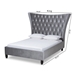 Baxton Studio Viola Glam and Luxe Grey Velvet Fabric Upholstered and Button Tufted Queen Size Platform Bed with Tall Wingback Headboard - CF9015-Silver Grey-Queen