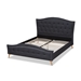 Baxton Studio Felisa Modern and Contemporary Charcoal Grey Fabric Upholstered and Button Tufted King Size Platform Bed - CF9009-Charcoal-King
