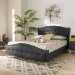 Baxton Studio Felisa Modern and Contemporary Charcoal Grey Fabric Upholstered and Button Tufted King Size Platform Bed - CF9009-Charcoal-King