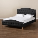 Baxton Studio Felisa Modern and Contemporary Charcoal Grey Fabric Upholstered and Button Tufted King Size Platform Bed - CF9009-Charcoal-King