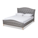 Baxton Studio Felisa Modern and Contemporary Grey Fabric Upholstered and Button Tufted Queen Size Platform Bed