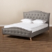 Baxton Studio Felisa Modern and Contemporary Grey Fabric Upholstered and Button Tufted King Size Platform Bed - CF9009-Grey-King
