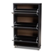 Baxton Studio Simms Modern and contemporary Dark Grey Finished Wood Shoe Storage Cabinet with 6 Fold-Out Racks - FP-3OUSH-Dark Grey