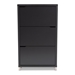 Baxton Studio Simms Modern and contemporary Dark Grey Finished Wood Shoe Storage Cabinet with 6 Fold-Out Racks - FP-3OUSH-Dark Grey