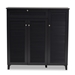 Baxton Studio Coolidge Modern and Contemporary Dark Grey Finished 11-Shelf Wood Shoe Storage Cabinet with Drawer - FP-05LV-Dark Grey