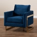 Baxton Studio Matteo Glam and Luxe Navy Blue Velvet Fabric Upholstered Gold Finished Armchair - TSF-77241-Navy/Gold-CC