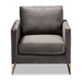 Baxton Studio Matteo Glam and Luxe Grey Velvet Fabric Upholstered Gold Finished Armchair - TSF-77241-Grey/Gold-CC