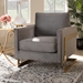 Baxton Studio Matteo Glam and Luxe Grey Velvet Fabric Upholstered Gold Finished Armchair - TSF-77241-Grey/Gold-CC