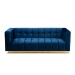 Baxton Studio Loreto Glam and Luxe Navy Blue Velvet Fabric Upholstered Brushed Gold Finished Sofa - TSF-5506-Navy/Gold-SF