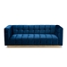 Baxton Studio Loreto Glam and Luxe Navy Blue Velvet Fabric Upholstered Brushed Gold Finished Sofa - TSF-5506-Navy/Gold-SF