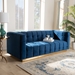 Baxton Studio Loreto Glam and Luxe Navy Blue Velvet Fabric Upholstered Brushed Gold Finished Sofa - TSF-5506-Navy/Gold-SF