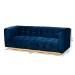 Baxton Studio Loreto Glam and Luxe Navy Blue Velvet Fabric Upholstered Brushed Gold Finished Sofa - TSF-5506-Navy/Gold-SF
