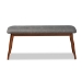 Baxton Studio Flora II Mid-Century Modern Dark Grey Fabric Upholstered Medium Oak Finished Wood Dining Bench - Flora2-Grey/Medium Oak-Bench