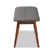 Baxton Studio Flora II Mid-Century Modern Dark Grey Fabric Upholstered Medium Oak Finished Wood Dining Bench - Flora2-Grey/Medium Oak-Bench