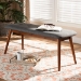 Baxton Studio Flora II Mid-Century Modern Dark Grey Fabric Upholstered Medium Oak Finished Wood Dining Bench - Flora2-Grey/Medium Oak-Bench