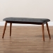 Baxton Studio Flora II Mid-Century Modern Dark Grey Fabric Upholstered Medium Oak Finished Wood Dining Bench - Flora2-Grey/Medium Oak-Bench