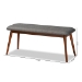 Baxton Studio Flora II Mid-Century Modern Dark Grey Fabric Upholstered Medium Oak Finished Wood Dining Bench - Flora2-Grey/Medium Oak-Bench