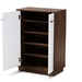 Baxton Studio Mette Mid-Century Modern Two-Tone White and Walnut Finished 5-Shelf Wood Entryway Shoe Cabinet - LV3SC3150WI-Columbia/White-Shoe Cabinet