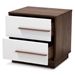 Baxton Studio Mette Mid-Century Modern Two-Tone White and Walnut Finished 2-Drawer Wood Nightstand - LV3ST3240WI-Columbia/White-NS