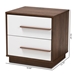 Baxton Studio Mette Mid-Century Modern Two-Tone White and Walnut Finished 2-Drawer Wood Nightstand - LV3ST3240WI-Columbia/White-NS