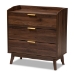 Baxton Studio Lena Mid-Century Modern Walnut Brown Finished 3-Drawer Wood Chest