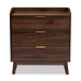 Baxton Studio Lena Mid-Century Modern Walnut Brown Finished 3-Drawer Wood Chest - LV4COD4230WI-Columbia-3DW-Chest