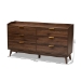 Baxton Studio Lena Mid-Century Modern Walnut Brown Finished 6-Drawer Wood Dresser - LV4COD4231WI-Columbia-6DW-Dresser