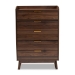 Baxton Studio Lena Mid-Century Modern Walnut Brown Finished 5-Drawer Wood Chest - LV4COD4232WI-Columbia-5DW-Chest
