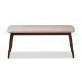 Baxton Studio Flora Mid-Century Modern Light Grey Fabric Upholstered Walnut Finished Wood Dining Bench - Flora-Light Grey/Walnut-Bench