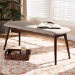 Baxton Studio Flora Mid-Century Modern Light Grey Fabric Upholstered Walnut Finished Wood Dining Bench - Flora-Light Grey/Walnut-Bench