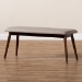 Baxton Studio Flora Mid-Century Modern Light Grey Fabric Upholstered Walnut Finished Wood Dining Bench - Flora-Light Grey/Walnut-Bench