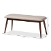 Baxton Studio Flora Mid-Century Modern Light Grey Fabric Upholstered Walnut Finished Wood Dining Bench - Flora-Light Grey/Walnut-Bench