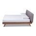 Baxton Studio Brita Mid-Century Modern Grey Fabric Upholstered Walnut Finished Wood King Size Bed - BBT6808-Grey/Walnut-King