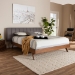 Baxton Studio Brita Mid-Century Modern Grey Fabric Upholstered Walnut Finished Wood King Size Bed - BBT6808-Grey/Walnut-King