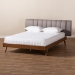 Baxton Studio Brita Mid-Century Modern Grey Fabric Upholstered Walnut Finished Wood King Size Bed - BBT6808-Grey/Walnut-King