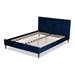 Baxton Studio Frida Glam and Luxe Royal Blue Velvet Fabric Upholstered Full Size Bed - BBT6830-Navy Blue/Walnut-Full