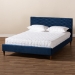 Baxton Studio Frida Glam and Luxe Royal Blue Velvet Fabric Upholstered Full Size Bed - BBT6830-Navy Blue/Walnut-Full