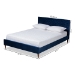 Baxton Studio Frida Glam and Luxe Royal Blue Velvet Fabric Upholstered Full Size Bed - BBT6830-Navy Blue/Walnut-Full