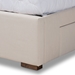 Baxton Studio Leni Modern and Contemporary Beige Fabric Upholstered 4-Drawer King Size Platform Storage Bed Frame - CF9045-Beige-King