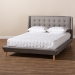 Baxton Studio Naya Mid-Century Modern Grey Fabric Upholstered King Size Wingback Platform Bed - CF9061-Light Grey-King