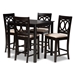Baxton Studio Lenoir Modern and Contemporary Sand Fabric Upholstered Espresso Brown Finished 5-Piece Wood Pub Set
