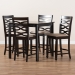 Baxton Studio Lanier Modern and Contemporary Sand Fabric Upholstered Espresso Brown Finished 5-Piece Wood Pub Set - RH318P-Sand/Dark Brown-5PC Pub Set