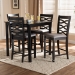 Baxton Studio Lanier Modern and Contemporary Gray Fabric Upholstered Espresso Brown Finished 5-Piece Wood Pub Set - RH318P-Grey/Dark Brown-5PC Pub Set