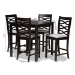Baxton Studio Lanier Modern and Contemporary Gray Fabric Upholstered Espresso Brown Finished 5-Piece Wood Pub Set - RH318P-Grey/Dark Brown-5PC Pub Set