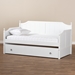 Baxton Studio Millie Cottage Farmhouse White Finished Wood Twin Size Daybed with Trundle - MG0010-White-Daybed