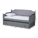 Baxton Studio Mara Classic and Traditional Grey Fabric Upholstered Grey Finished Wood Twin Size Daybed with Trundle - MG0014-Grey/Grey-Daybed