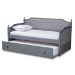 Baxton Studio Mara Classic and Traditional Grey Fabric Upholstered Grey Finished Wood Twin Size Daybed with Trundle - MG0014-Grey/Grey-Daybed